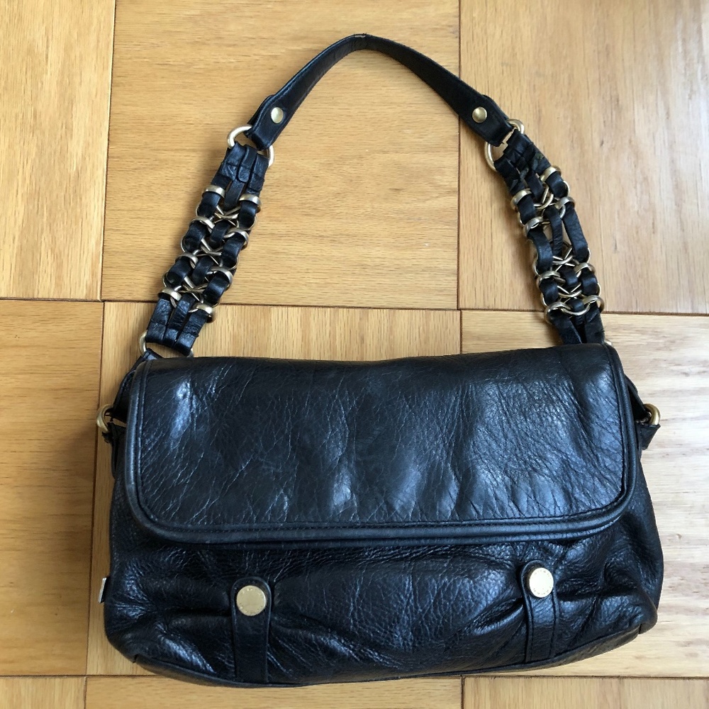 Tahari leather decorative strap shoulder bag